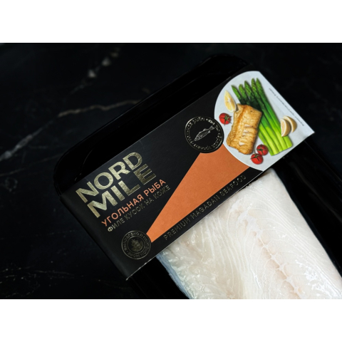 Frozen Black Cod(Угольная рыба филе кусок на коже, NORD MILE