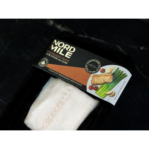 Frozen Black Cod(Угольная рыба филе кусок на коже, NORD MILE