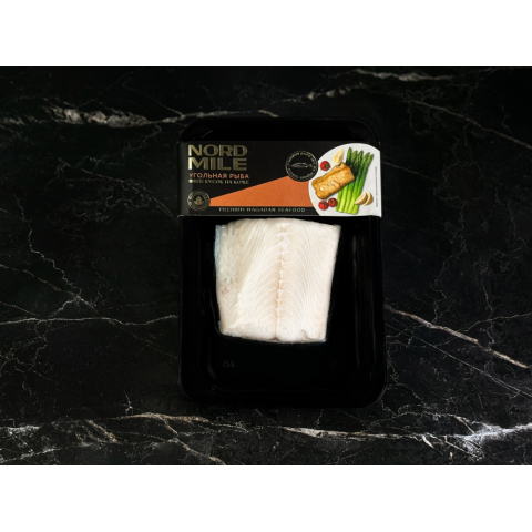 Frozen Black Cod(Угольная рыба филе кусок на коже, NORD MILE