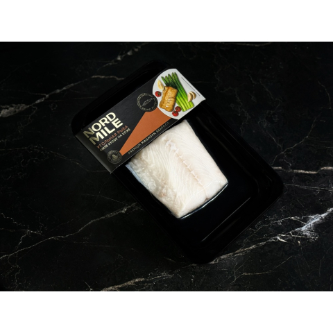 Frozen Black Cod(Угольная рыба филе кусок на коже, NORD MILE